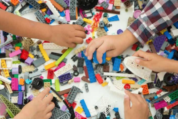 Children playing with LEGO